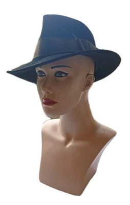 Chapeau Ancien Homme Feutre Fedora Style Borsalino Marque Inconnue T 56. - Photo 1/4