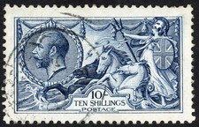 SG402 SpecN69/2 1913 Waterlow 10s indigo-blue, one shortish perf