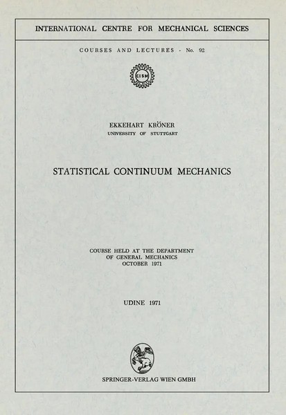 E. KröNer | Statistical Continuum Mechanics | Taschenbuch | Englisch | 157 S.-image