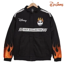 Disney The Nightmare Before Christmas Jack Skellington Flaming Racing Jacket New