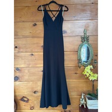 Lulus All this Allure Black Strappy Backless Mermaid Maxi Dress Bridesmaid Sze S