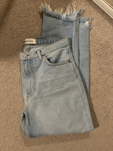 Reformation light wash frayed hem jeans