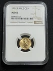 1992 $5 American Gold Eagle 1/10th Oz NGC MS69 Fine Gold US Key Date!!!