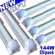 8Ft LED Shop Light 144w 4 Row 96 Inch Cooler Door Freezer LED Tube Fixture 25PC