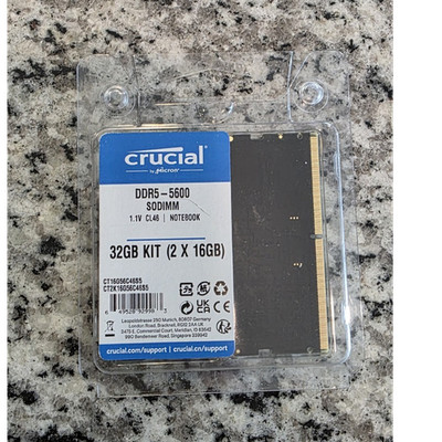 Crucial DDR5-5600 SODIMM 32GB (2x16GB) Unbuffered Laptop Memory