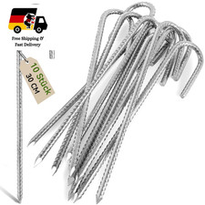 Trampolin-Zeltanker 10 St&uuml;ck 30 cm J-Haken-Bodenanker aus Verzinktem Stahl