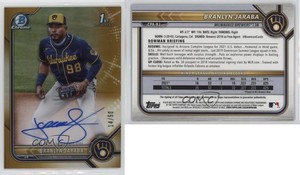 2022 Bowman Chrome Prospect Auto Gold Refractor /50 Branlyn Jaraba #CPA-BJ Auto