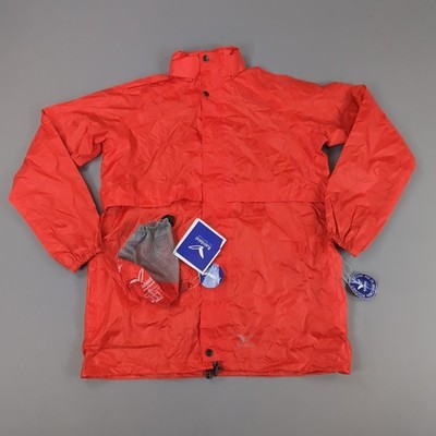 Rainbird Rain Coat Jacket Teen 16 Years Red Hooded Zip up Vented Windproof Tags