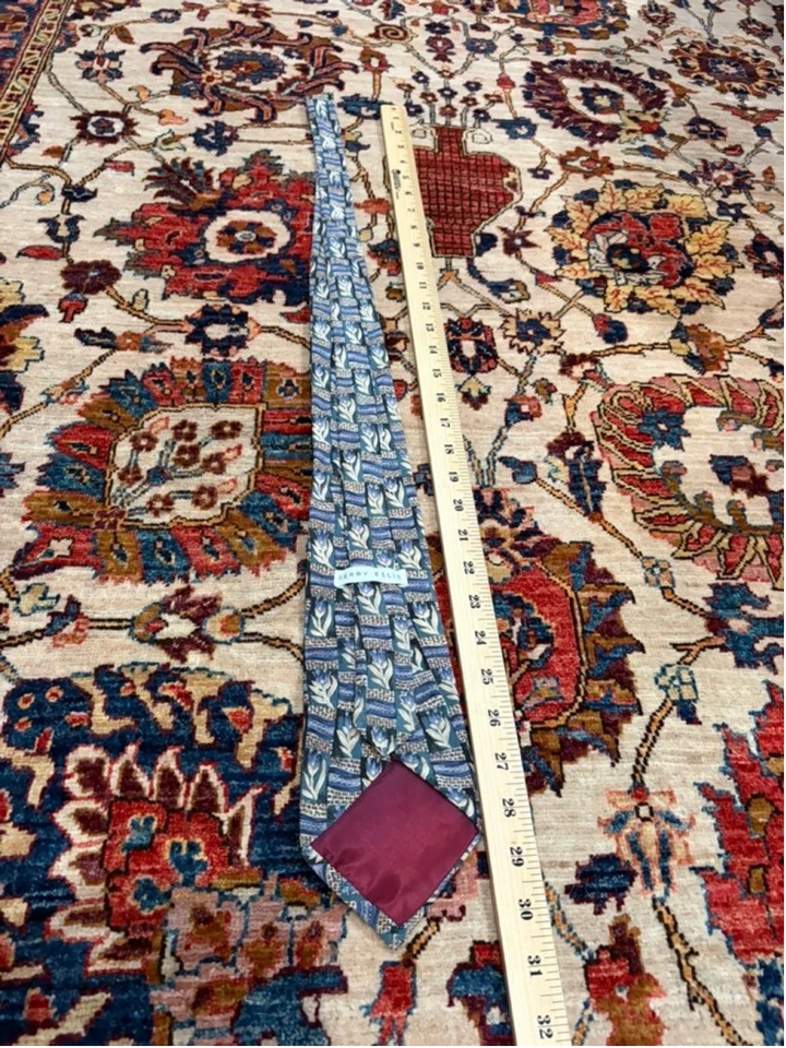 Мужской винтажный опрятный шелковый галстук Perry Ellis с геометрическим узором сделано в США - Изображение 4 из 4