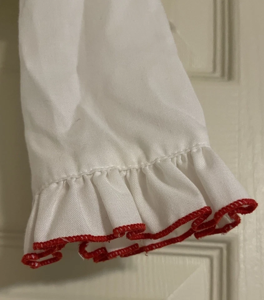 Camisón vintage Sweet Dreams niñas pequeñas talla 4 blanco rojo ribete pan de jengibre hombre Foto 3 de 4