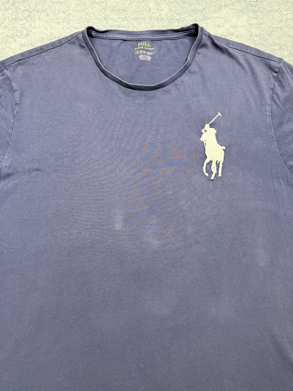 Polo Ralph Lauren camicia uomo grande blu grande pony ricamato numero 3 polo tee