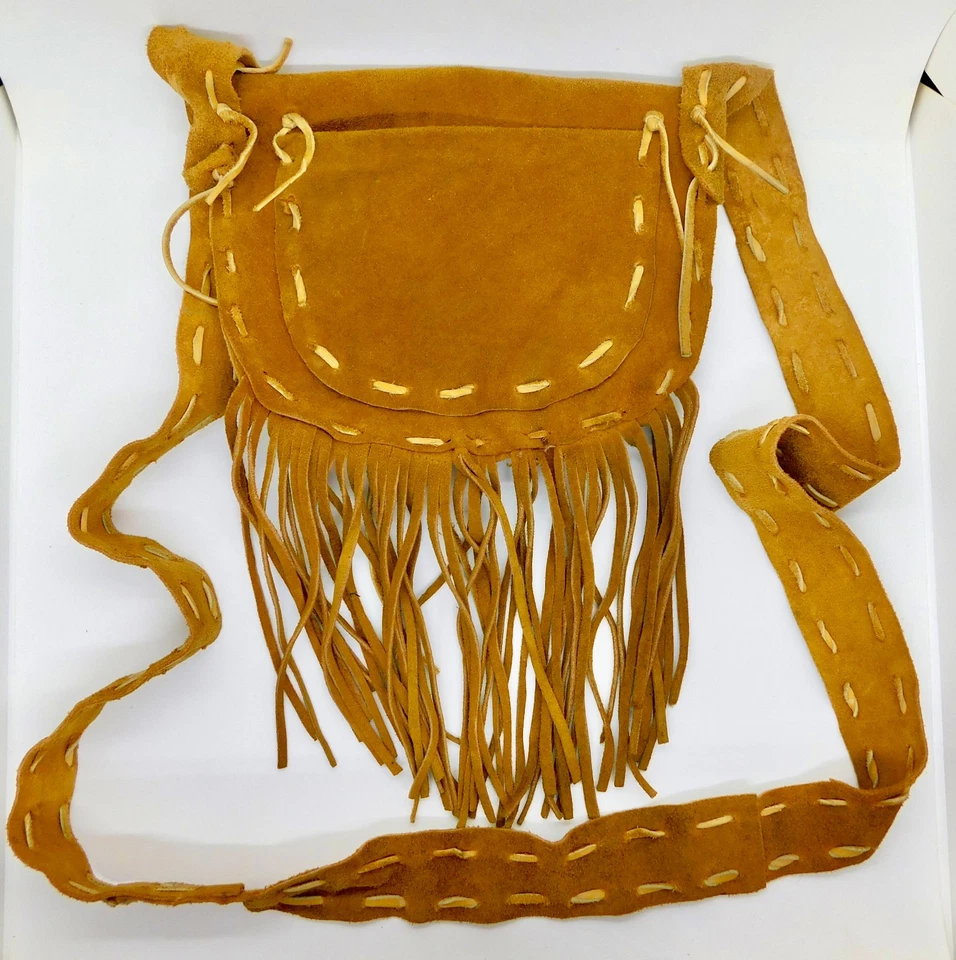 Bolso de tiro vintage hecho a mano de gamuza en polvo negro/bolso de posibles/bolso de reactores Foto 4 de 4