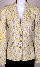 ST.JOHN Women's Knit Tweed Beige Yellow Black Jacket Sz 12