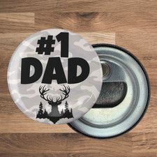 Round Bottle Opener Magnet, 2.25 in,  1 Dad, Hunter, Gift