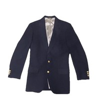 Adams Row Sport Coat Blazer Mens 38R Navy Gold Button Made in USA