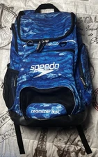 Speedo Teamster 35L Swim Backpack Royal Blue Kickboard Wet Bag Large Padded Back