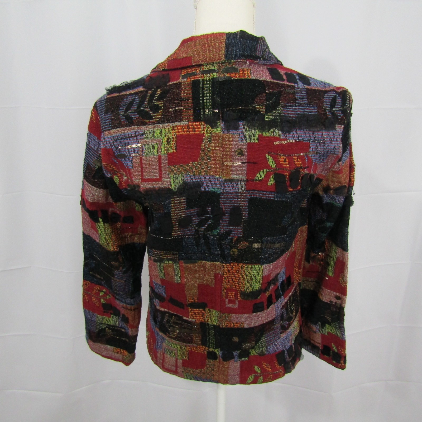 Chico's Patchwork Tapestry Jacket Blazer Button U… - image 3
