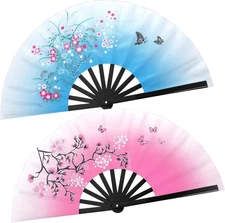 Maitys 2 Pcs Large Clap Fans for Line Dancing 13 Inches Folding Hand Pastel 