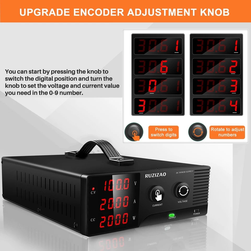 RUZIZAO Bench Power Supply Variable 100V 20A 2000W High Power DC - Image 2 of 4