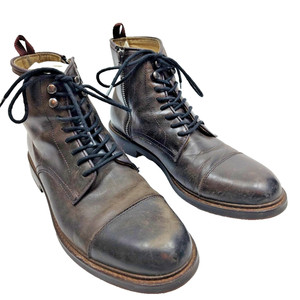 Aston Grey Collection Leather & Suede Lace Boots Men\'s sz 9 Black Brown/Grayish ASTON GREY Collection Biressa Leather Lace-Up Cap Toe Ankle  main image 4