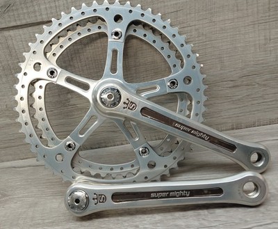 Vintage Sugino Super Mighty Double Crankset - Drillium 144 BCD  - 170mm - 54/46T