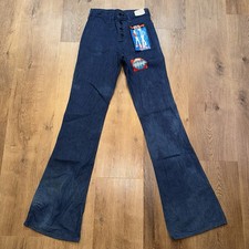 Vtg 60s 70s Bell Bottom Jeans Sanforized Denim Jean Button Fly NOS Mens 29 36