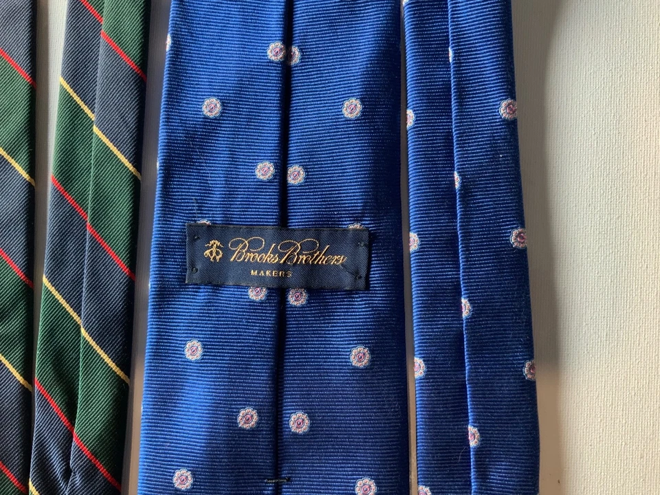 Lote de 3 gravatas Brooks Brothers masculinas Repp 100% seda 3,75”-4” largura 57-58” comprimento em excelente estado usado - Imagem 4 de 4