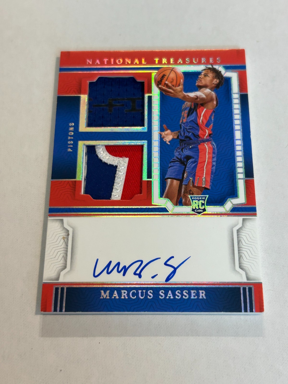 2023-24 NATIONAL TREASURES ASIA MARCUS SASSER 7/8 DUAL ROOKIE PATCH AUTO SSP TN2