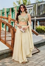 Indo Western Girlish Silk Party Wear Top Palazzo Set 19180