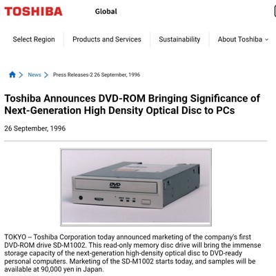1997 Toshiba SD-M1002 DVD-ROM Drive Not Tested | eBay