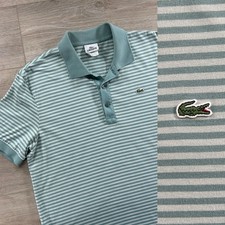Lacoste Men's Size 5 Short Sleeve Green Striped Polo Logo Soft Preppy Designer