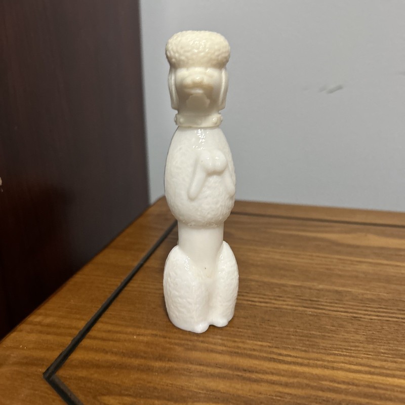 Avon Collectible Poodle White Milk Glass  Bottle "Cotillion" Cologne With Label