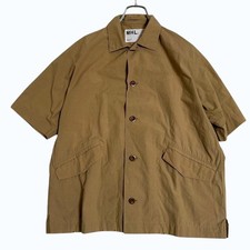 MARGARET HOWELL MHL. Cotton Linen Short Sleeve Shirt Brown M Japanese Minimal