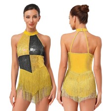 Women Dancewear Fitness Dress Sportbody Leotard Shiny Backless Performance Body