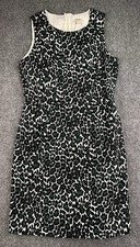 J. Crew Black Green White Sleeveless Leopard 100% Cotton Sheath Dress Size 4