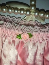 Baby pink Satin Frilly Knickers Lace Trim Vintage Style panties