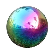"Rainbow Garden Gazing Globe Mirror Ball - 6 Inch Polished Stainless Steel