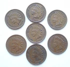 Lot of Seven 1907 Indian Head cent, average XF condition