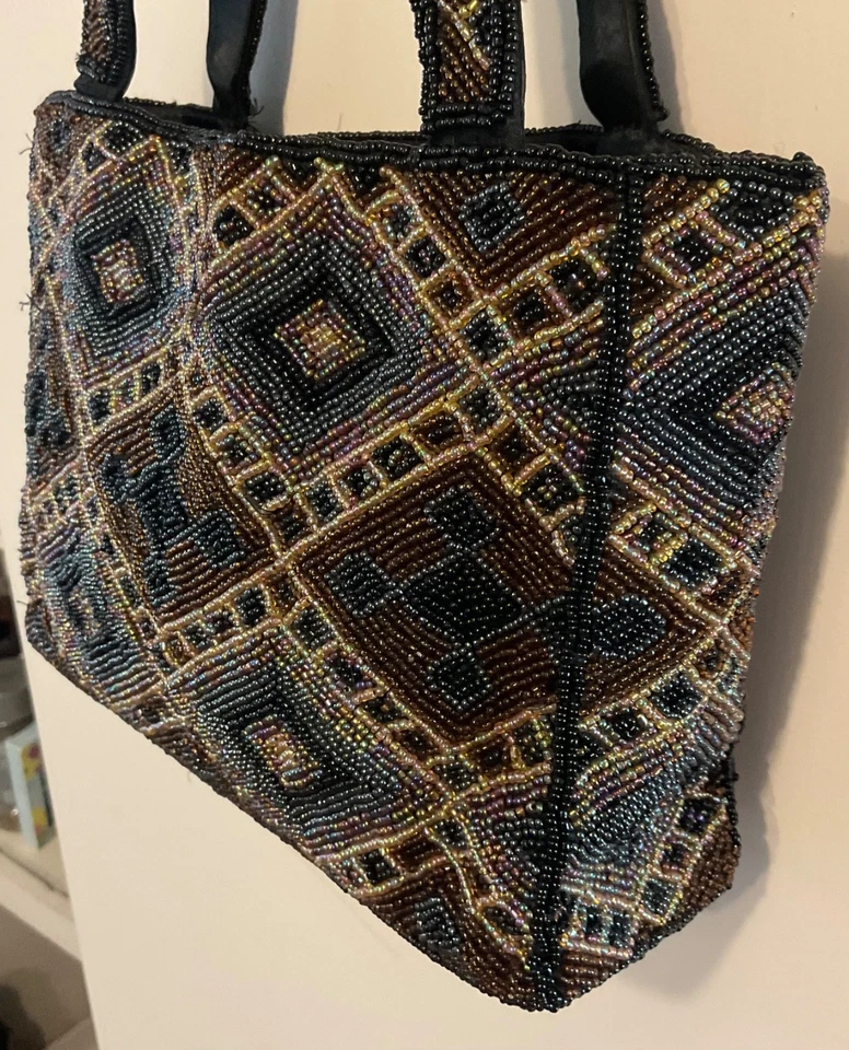 Vintage Sasha New York multi-color Geometric micro beaded shoulder handbag - Image 3 of 4