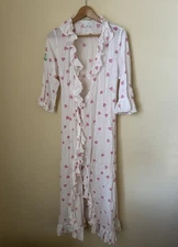 D. Porthault Paris Anouschka Robe Coeurs Print Heart White PJs Medium