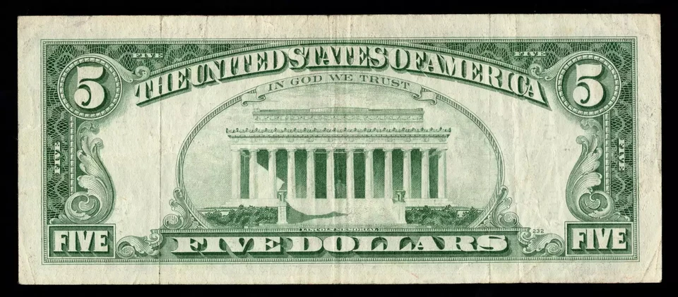 $5 1974 FRN Back to Face OFFSET ERROR Dark + Cheap Budget Friendly Error Note VF - Image 2 of 2