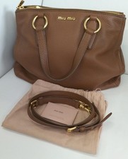 Auth MIU MIU 2way Leather Shoulder Tote Bag Handbag Brown Women's w/Dust Bag