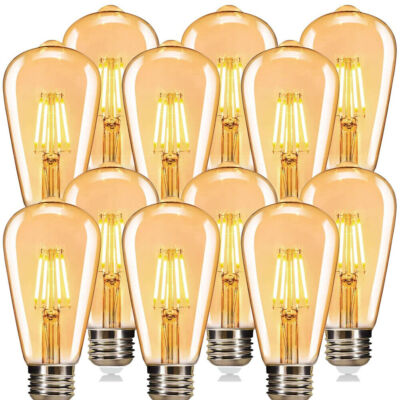 12Stück ST64 LED Edison Glühlampe Vintage Retro 4W E27 Birne  Filament Glühbirne