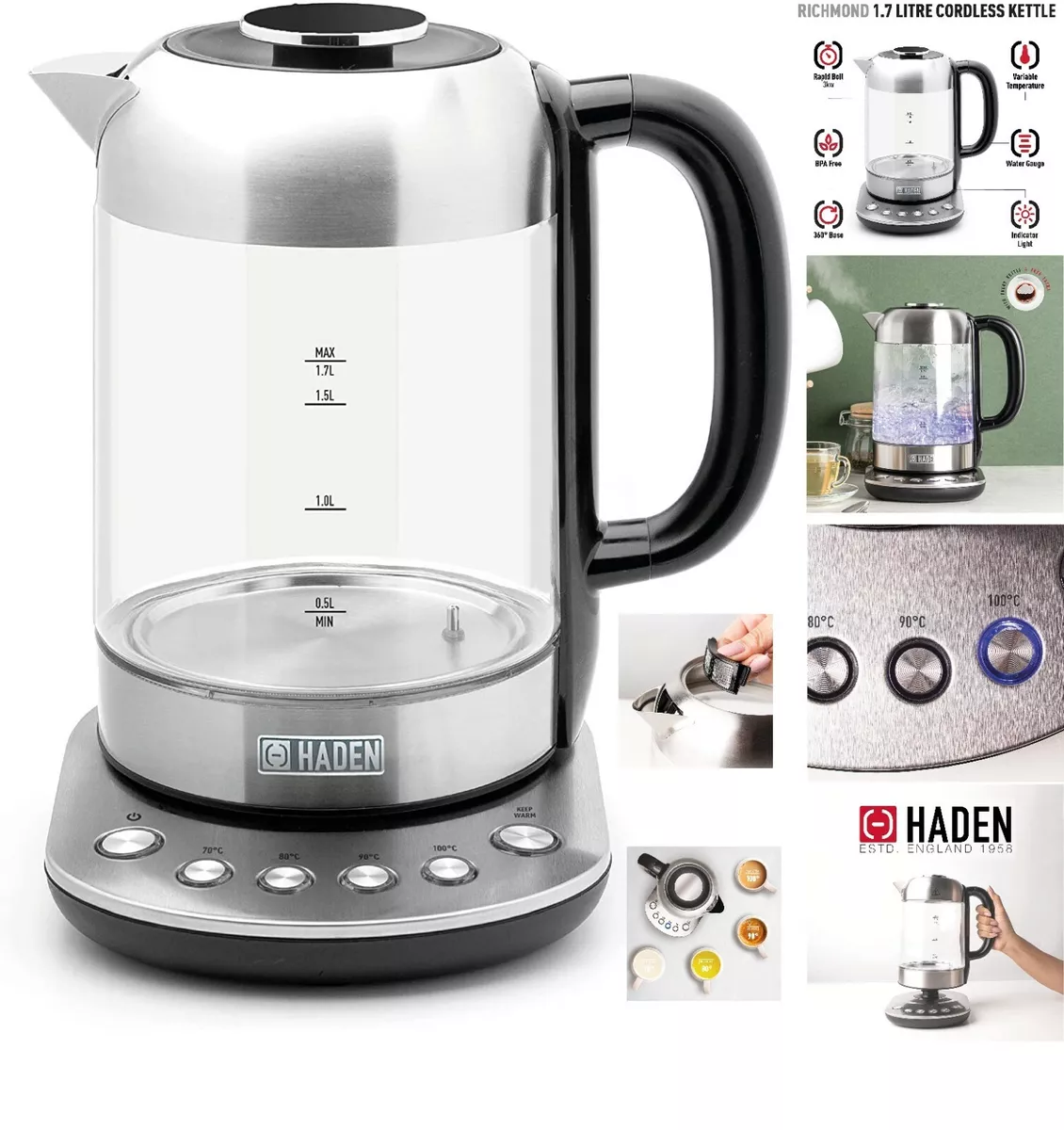 Electric kettle cheap with variable temperature