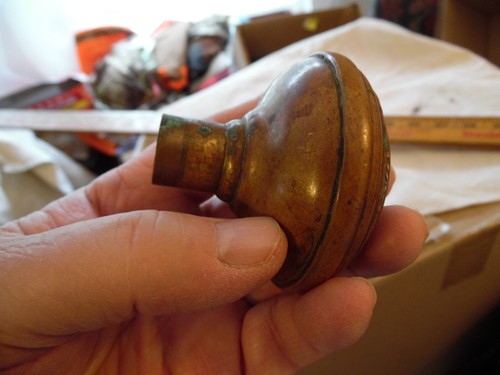 Antique Vtg. 2 1/2" Door Knob Handle Brass Ornate Pull - LARGE Art Nouveau, Deco - Picture 3 of 14