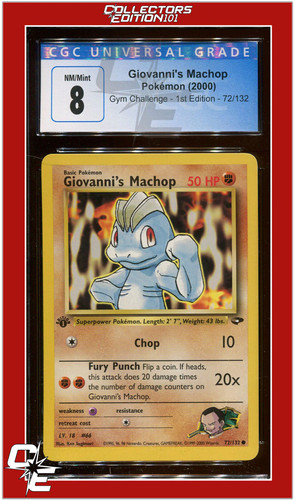 Giovanni's Machop (1st Edition) graded CGC 8 for sale on eBay