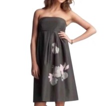 Gap Dress Women’s Size 6 Gray Cotton Silk Blend Empire Waist Floral Stitching