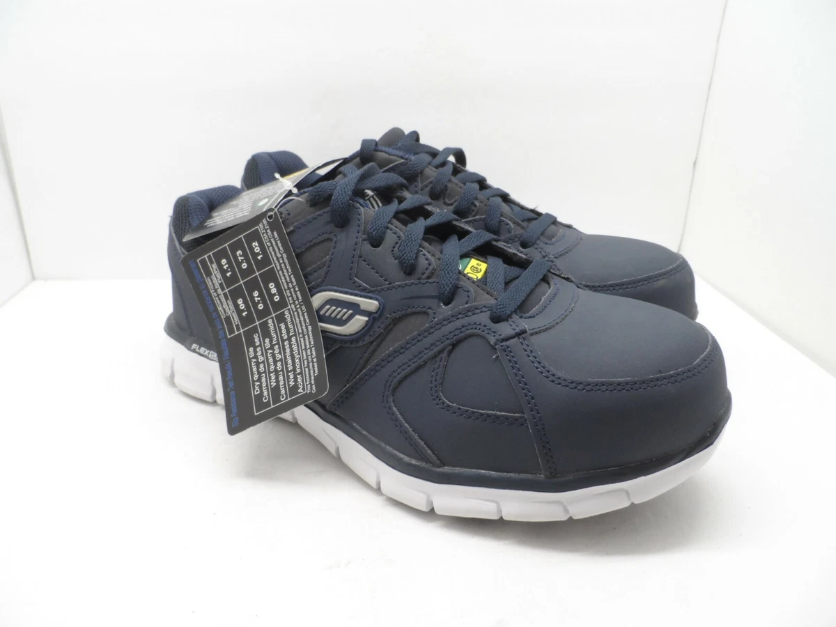 Skechers Work Men s Synergy Ekron Alloy Toe Work Shoe 77A77068 Navy 8M