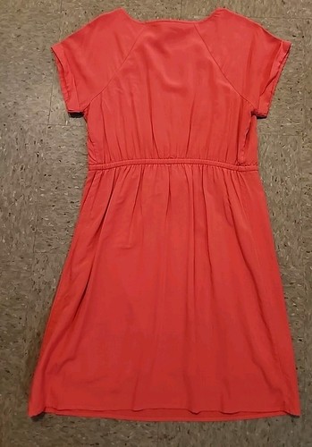 Old Navy Dress Womens Sz Med Short Sleeve Waisted Coral - Picture 6 of 16