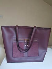 New Look Burgundy Tote Shoulder Bag  Leather Look Zip Front New Without Tags